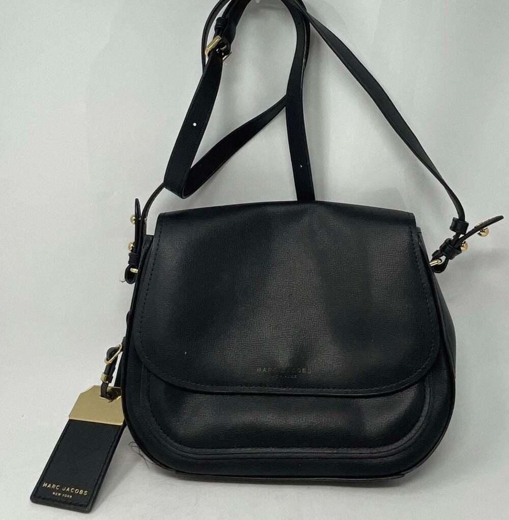 Marc Jacobs Black Recruit Nomad Saddle Pebble Leather Crossbody Bag M0014108